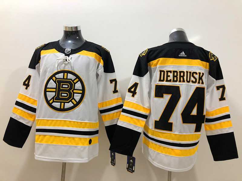 Boston Bruins 74 Jake DeBrusk White Adidas Stitched Jersey